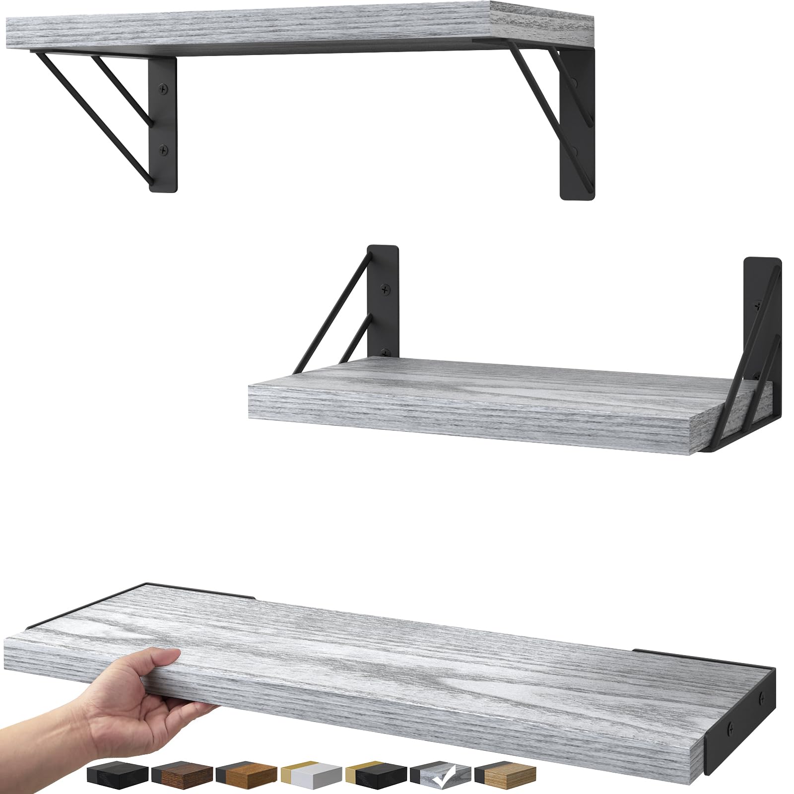 BAYKA wall shelves gray and white set of 3 for stylish organization