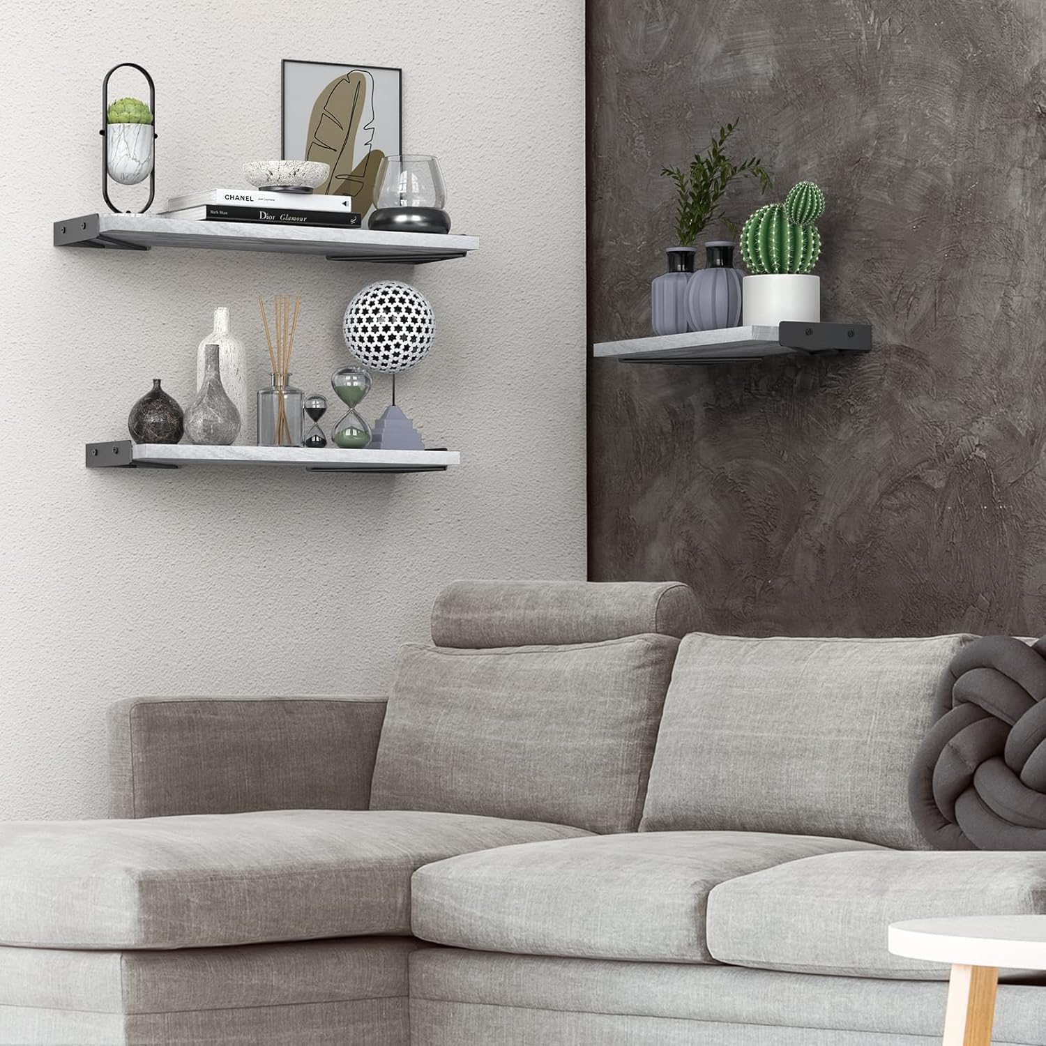 BAYKA wall shelves in living room display for books and decor