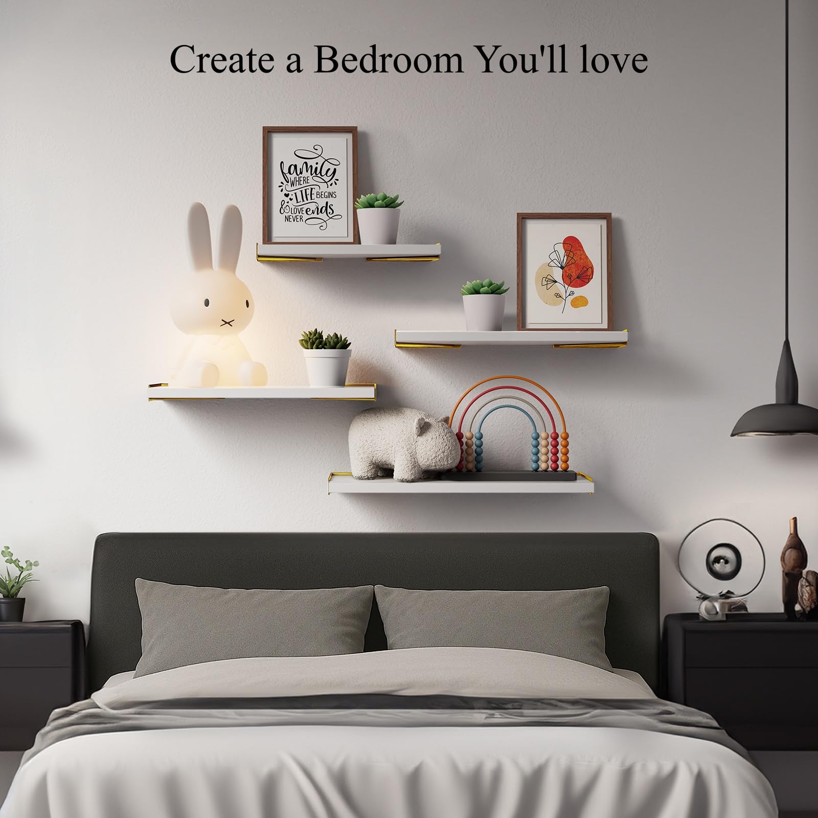 BAYKA wall shelves living room display, blends decor with functional storage