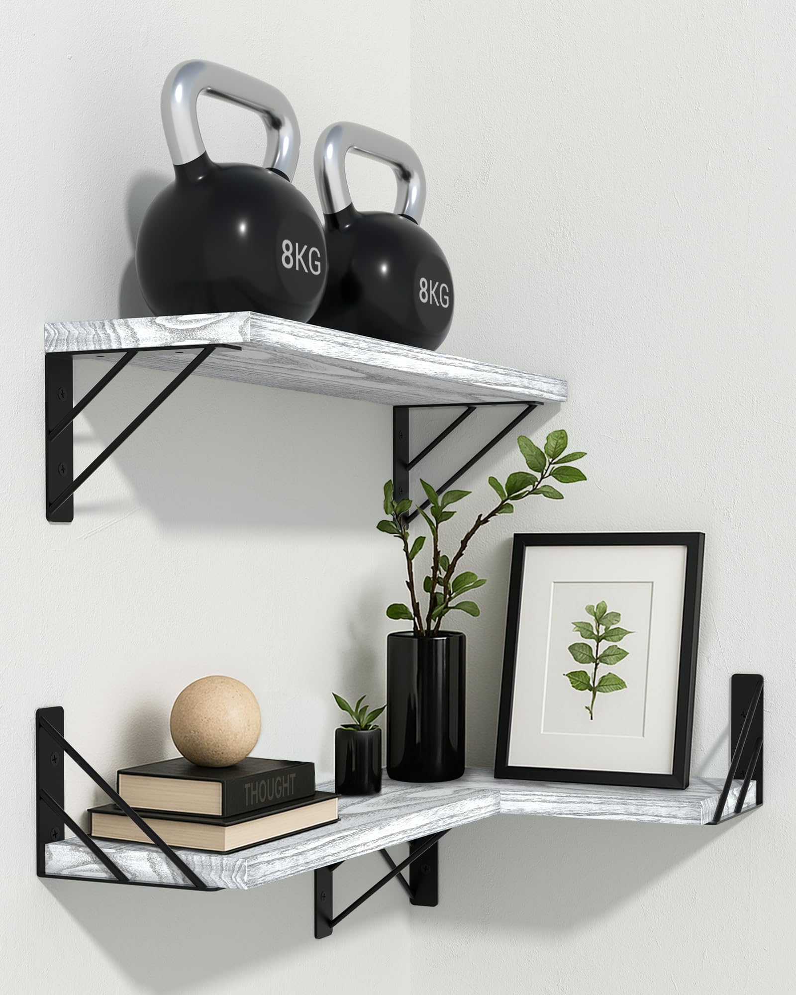 BAYKA wall shelves solid paulownia wood finish and texture