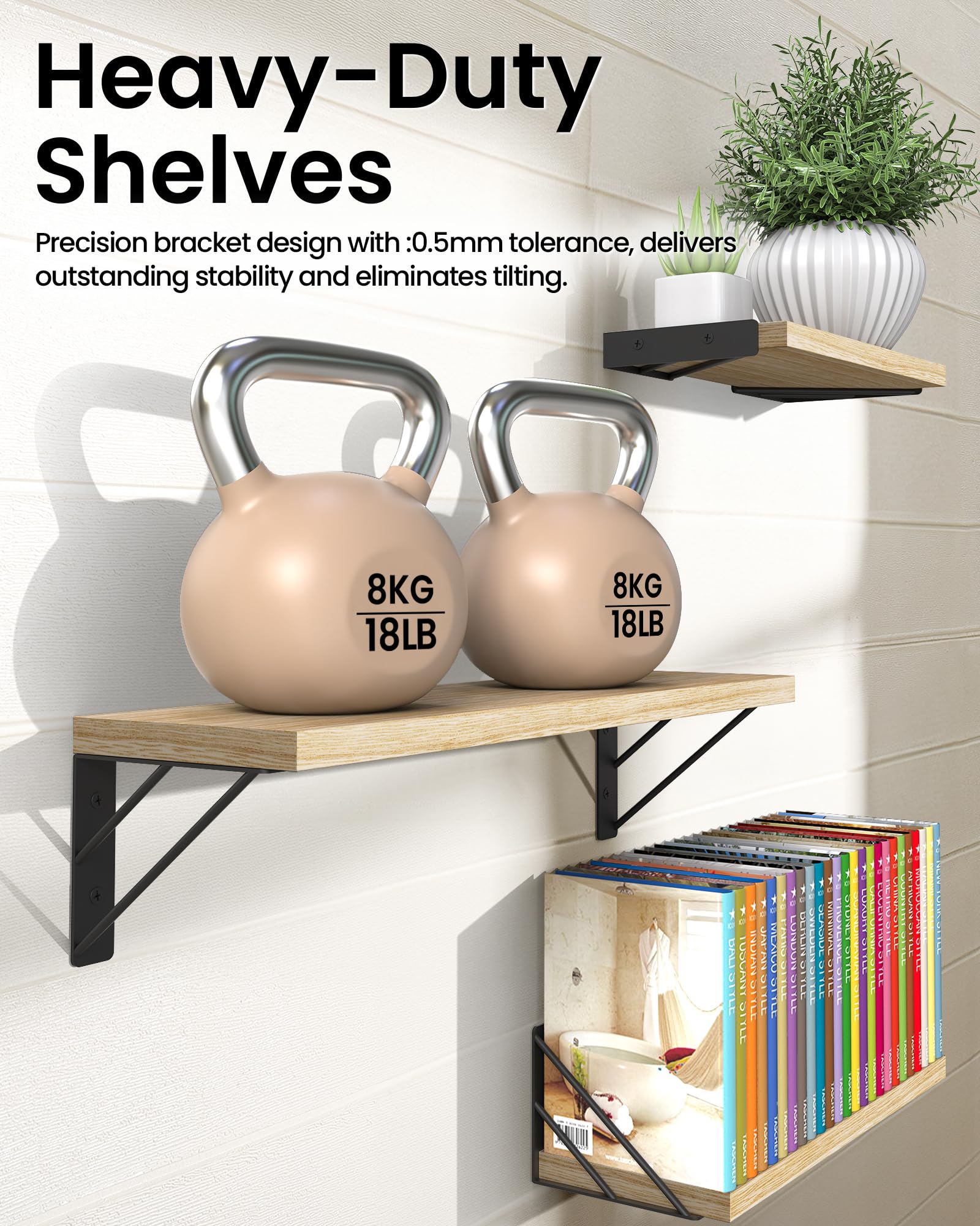 BAYKA wall shelves triangle bottom setup demonstrates alternate layout.
