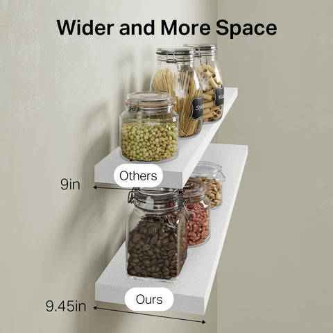 BAYKA white shelves in living room display decor and books with tidy balance