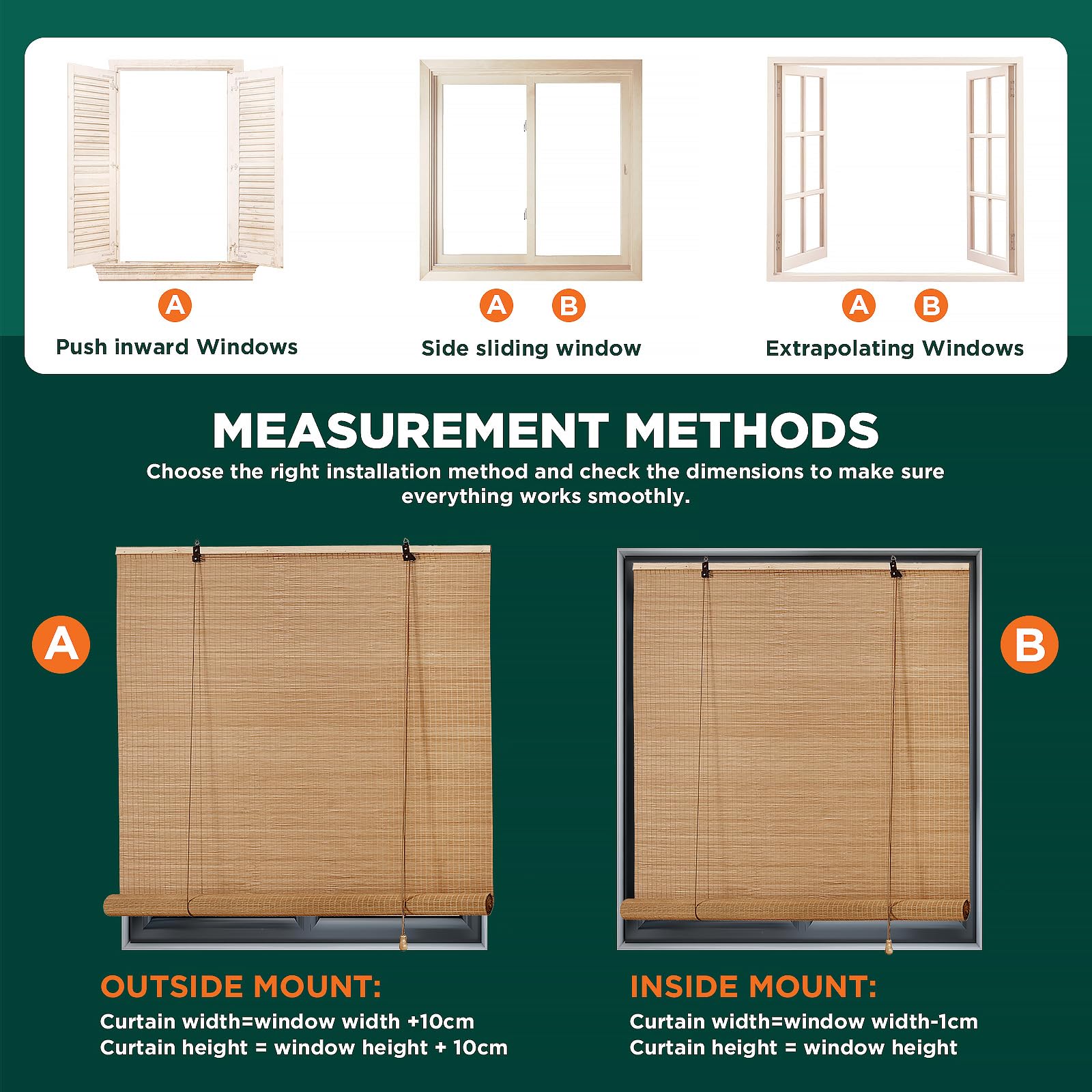 Custom-sized Bayue bamboo blinds tailored to window dimensions