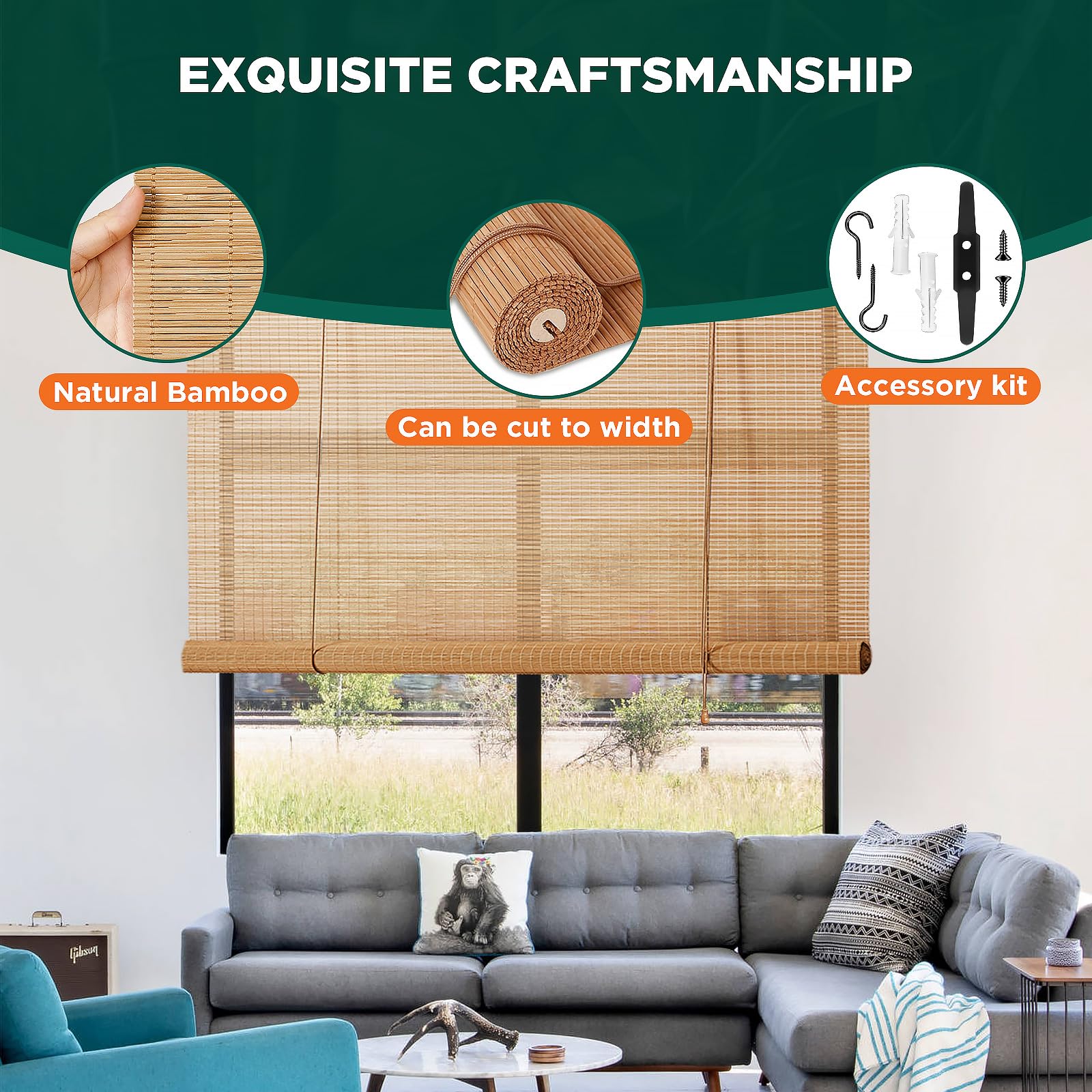 Easy DIY installation of Bayue bamboo blinds with mounting hardware