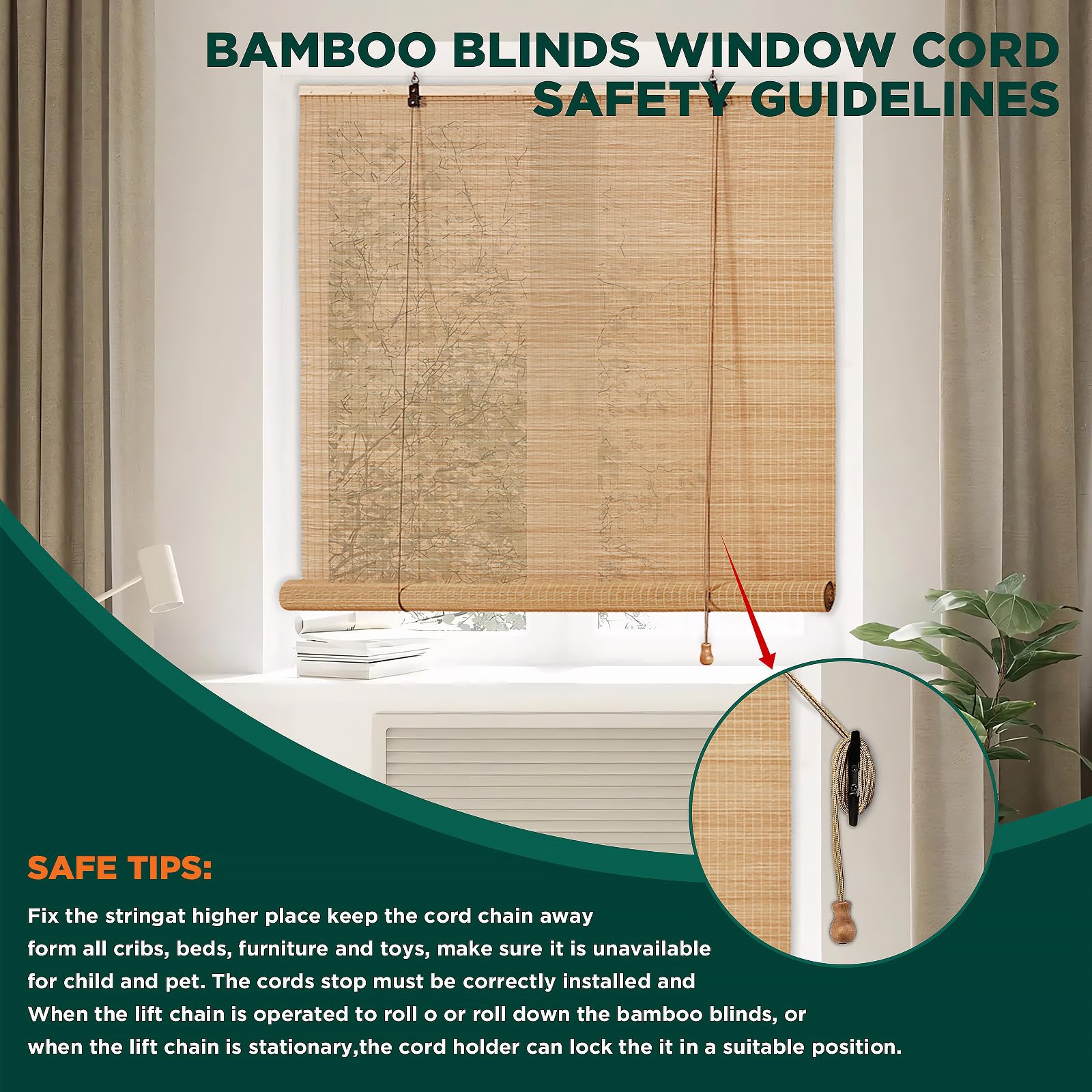Bayue bamboo blinds in kitchen adding rustic-modern flair