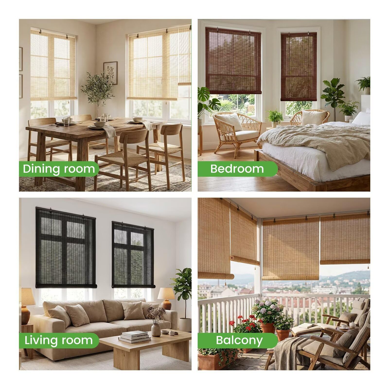 BAYUE versatile roller shades for living rooms, kitchens, and bedrooms