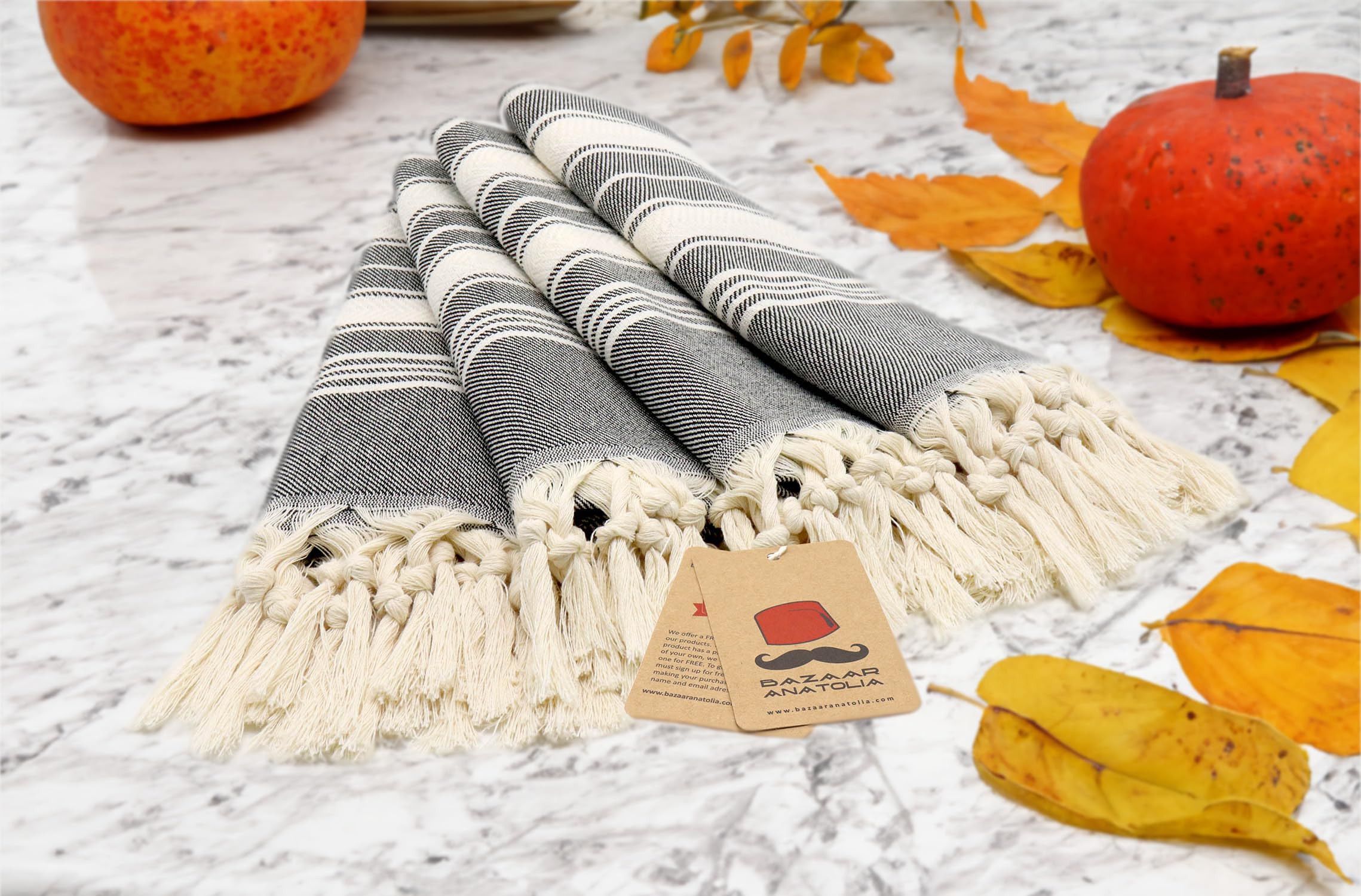Bazaar Anatolia hand towels 39 by 19 inches provide ample coverage for hands and hair.