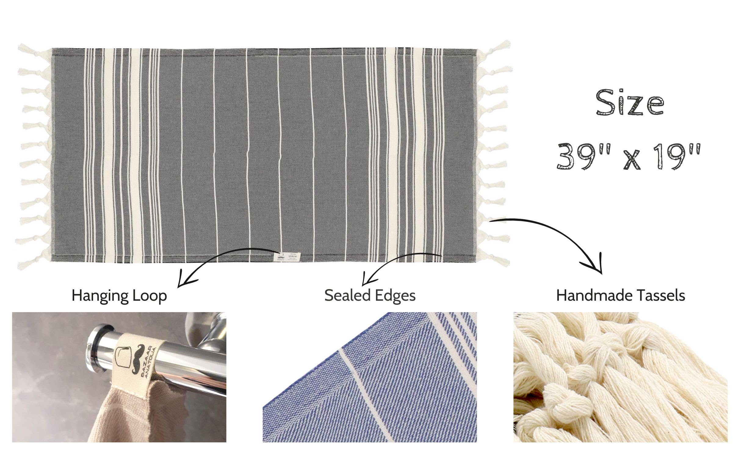Bazaar Anatolia hand towels quick-dry feature, ideal for small spaces and gym storage.