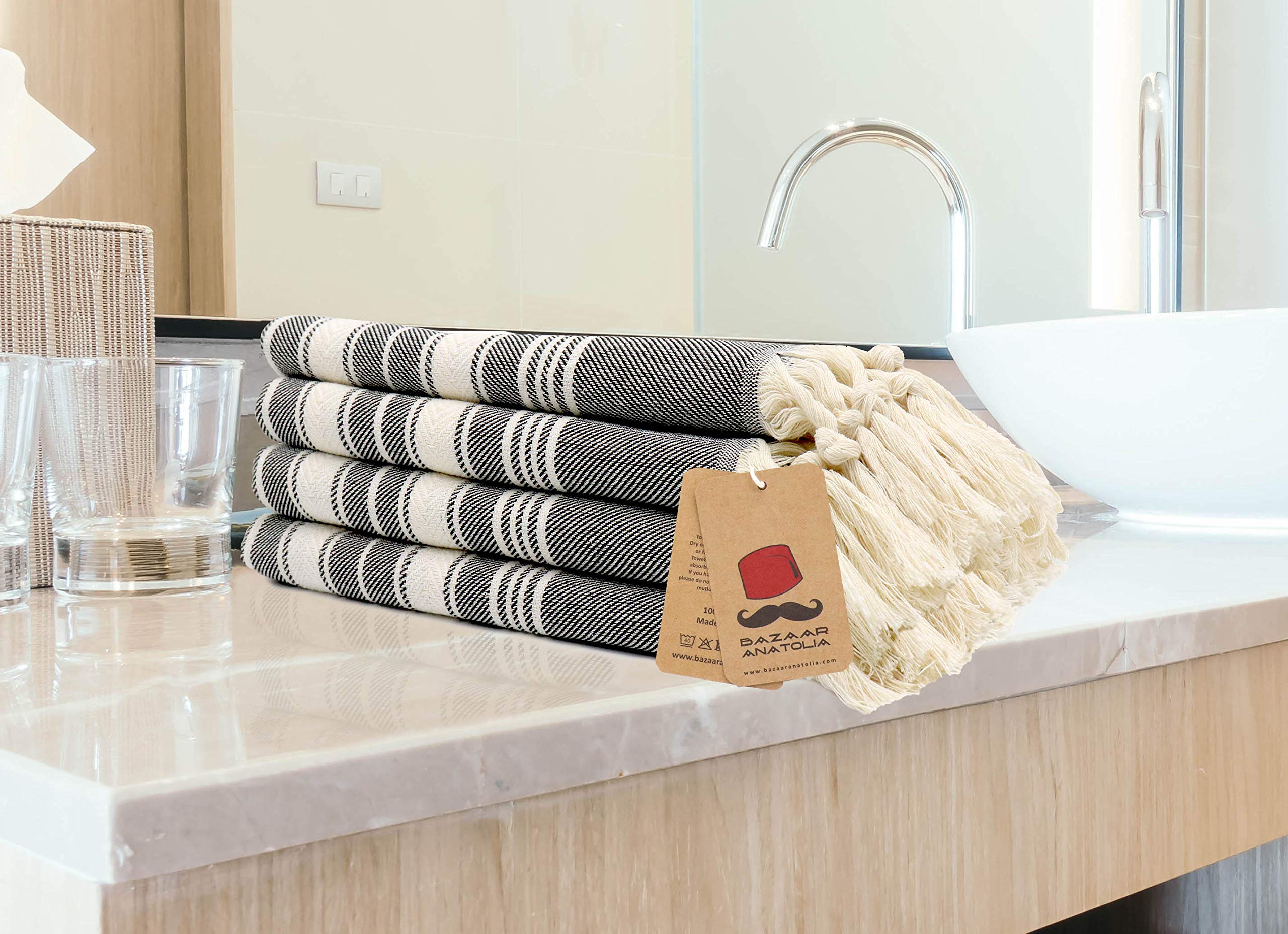 Bazaar Anatolia hand towels exposed edges show craftsmanship and durability for daily routines.