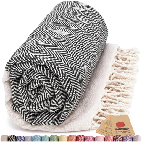 Bazaar Anatolia oversized Turkish beach towel 71x39 inches for lounging by the sea.