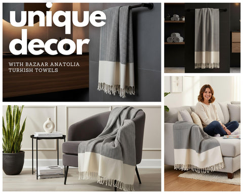 Bazaar Anatolia 100% cotton towel offers soft touch and absorbency.