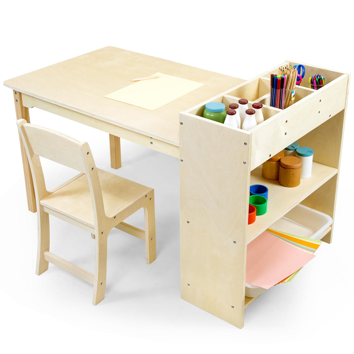 bbgroundgrm Kids Art Table and Chair Set ready for quick assembly and stable play.