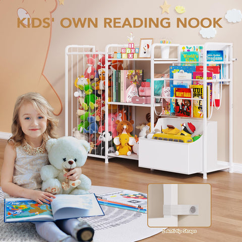 BBLIKE 3in1 stuffed animal storage plushies area demonstrates quick access to big plush toys.