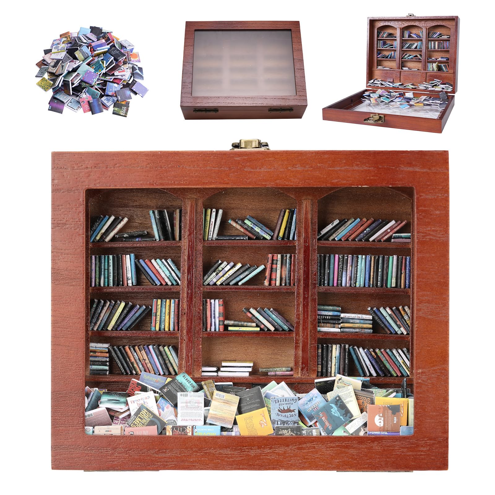 BBVCX Anxiety Bookshelf wooden frame on desk offers calming decor and tactile play.