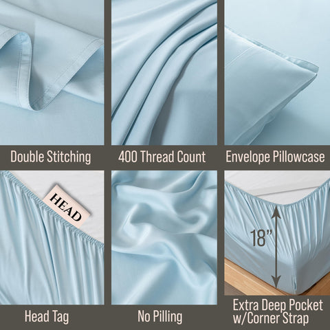 18-inch deep pocket fitted sheet from Bella Coterie ensuring secure fit on plush mattress