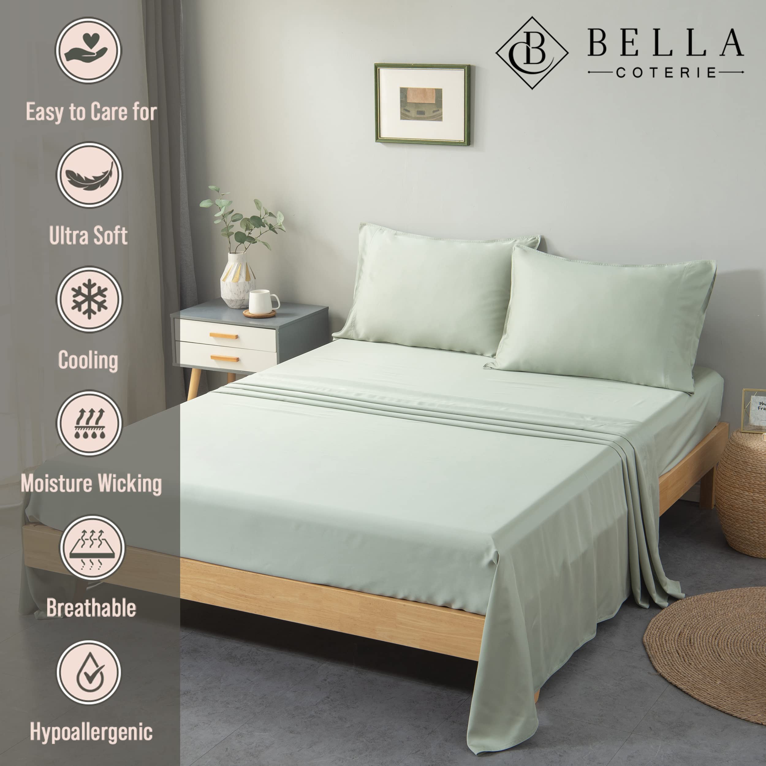 BC Bella Coterie 18-inch deep pocket fitted sheet secured on plush mattress