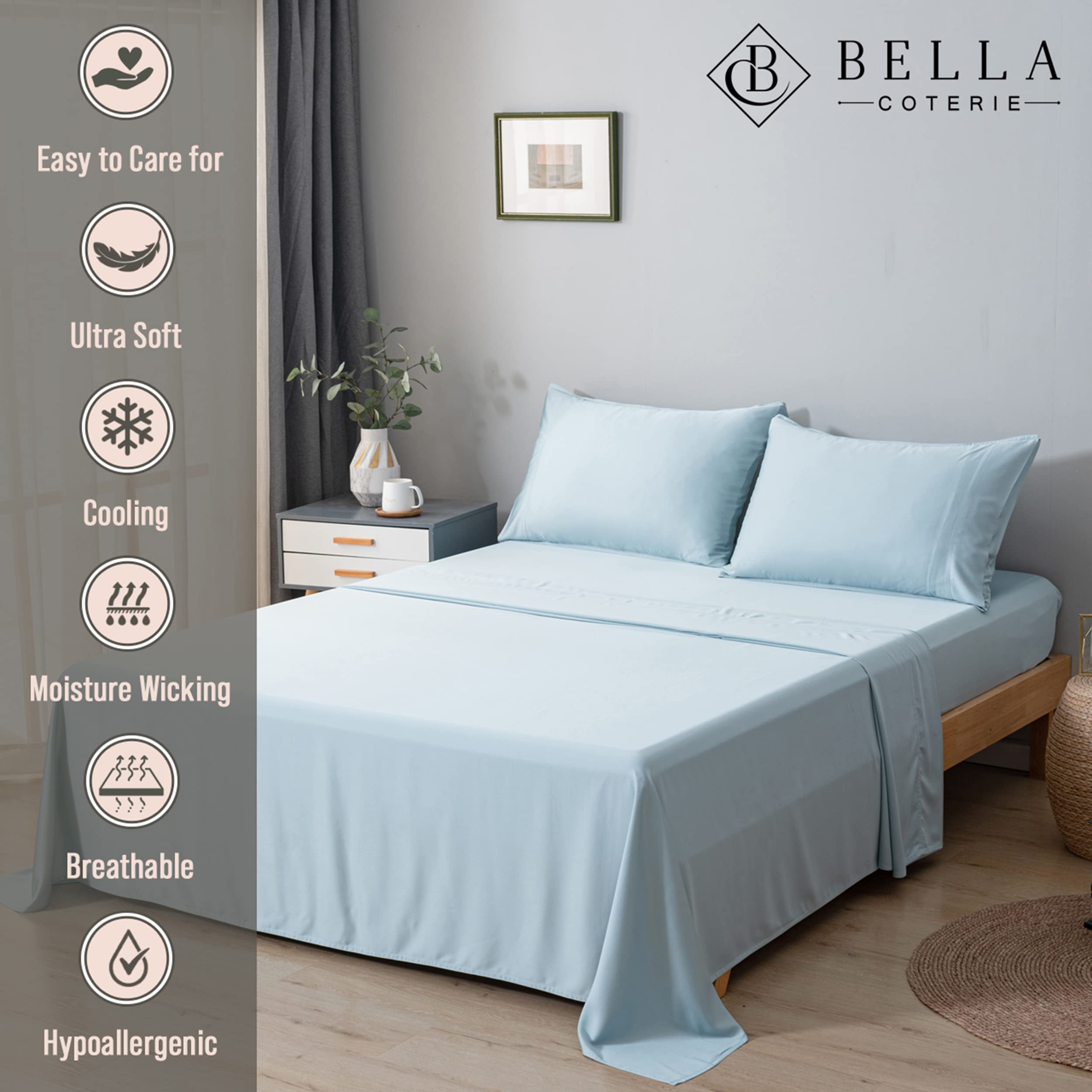 Close-up of Bella Coterie bamboo viscose weave showing silky texture for restful nights