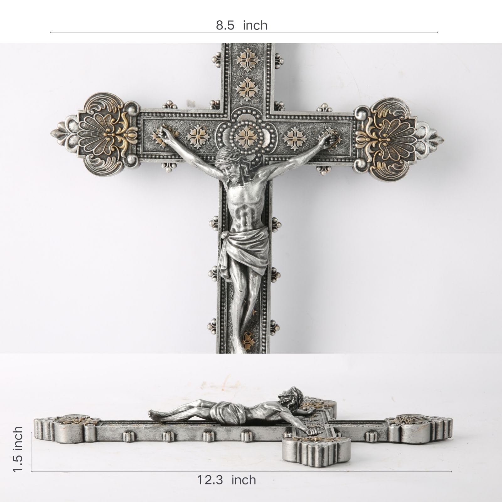 BC BUILDCLASSIC silver finish cross, 12-inch height adds refined charm to walls.