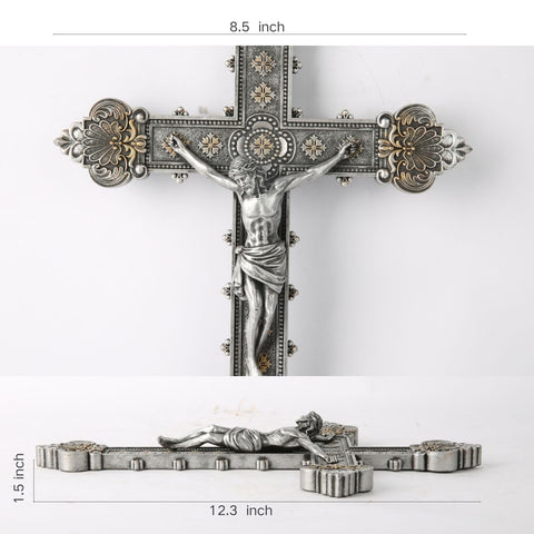 BC BUILDCLASSIC silver finish cross, 12-inch height adds refined charm to walls.
