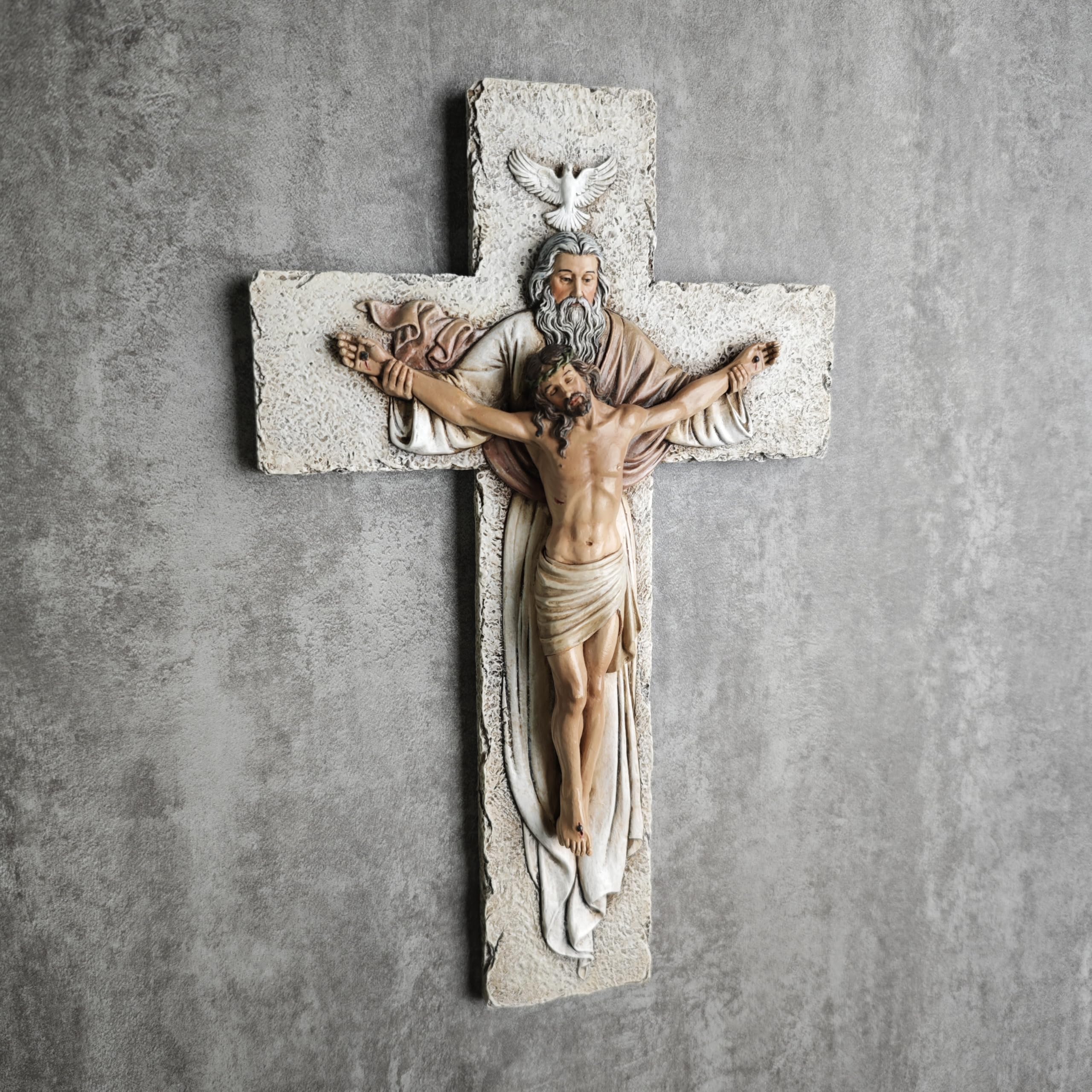 BC BUILDCLASSIC Holy Trinity crucifix wall cross with detailed artwork for home altars