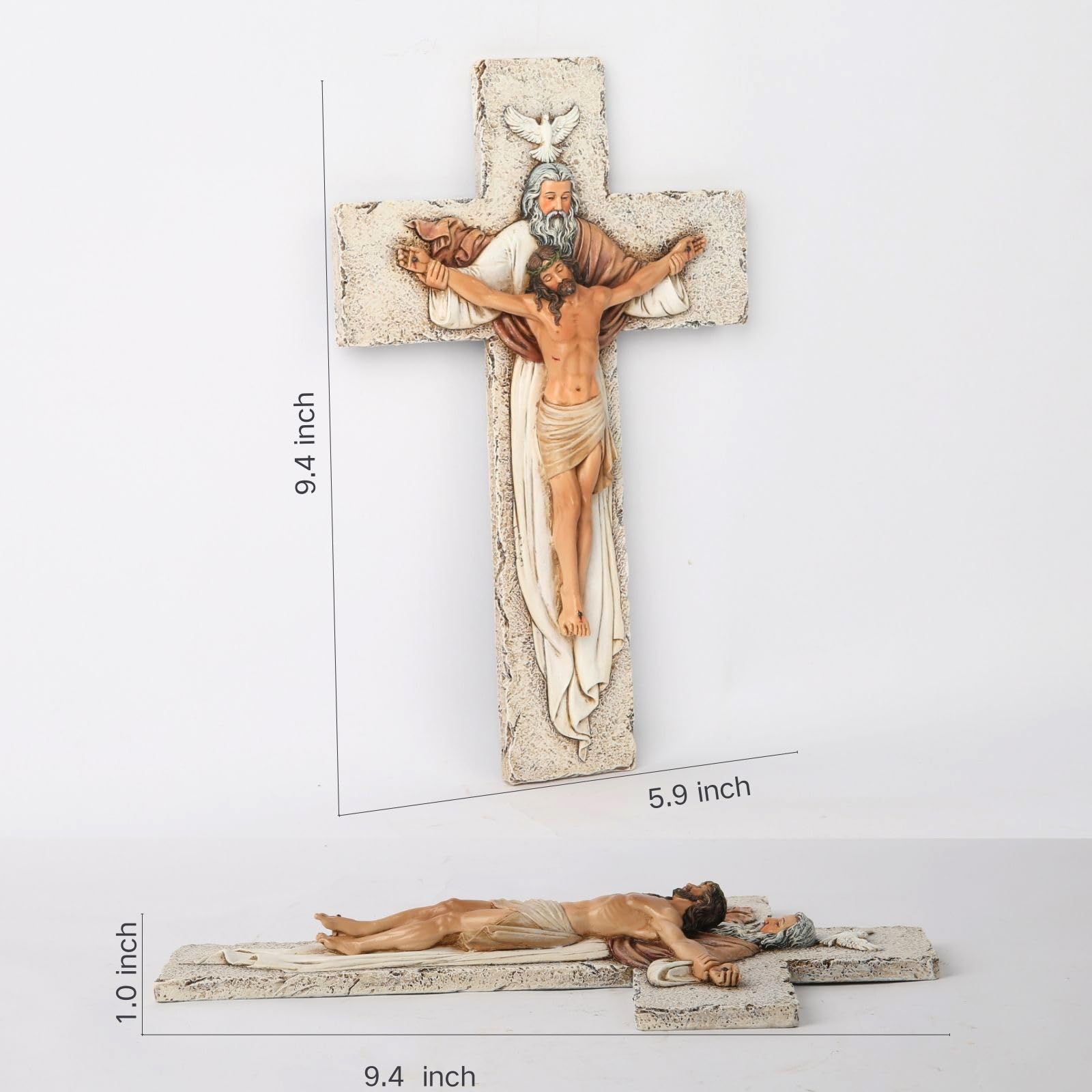 BC BUILDCLASSIC Holy Trinity crucifix wall cross, gift-ready packaging for Catholic occasions