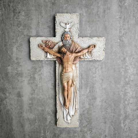BC BUILDCLASSIC Holy Trinity crucifix wall cross crafted in stone resin for lasting appeal