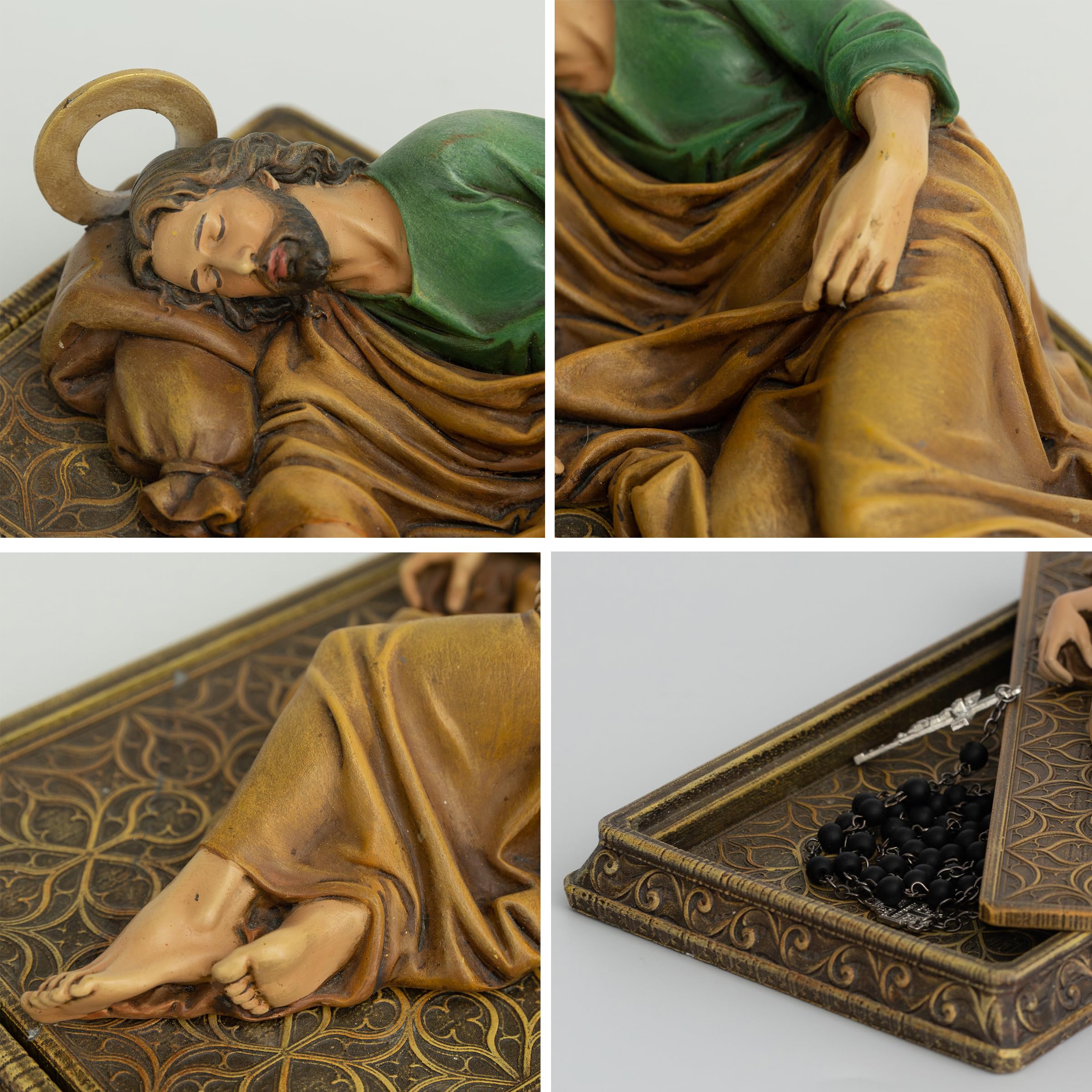 BC Buildclassic Saint Joseph statue in dark full color is hand-painted.