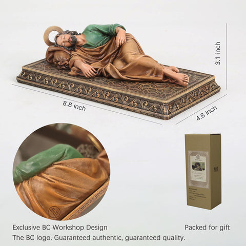BC Buildclassic Saint Joseph statue with metal halo enhances reverent home decor.