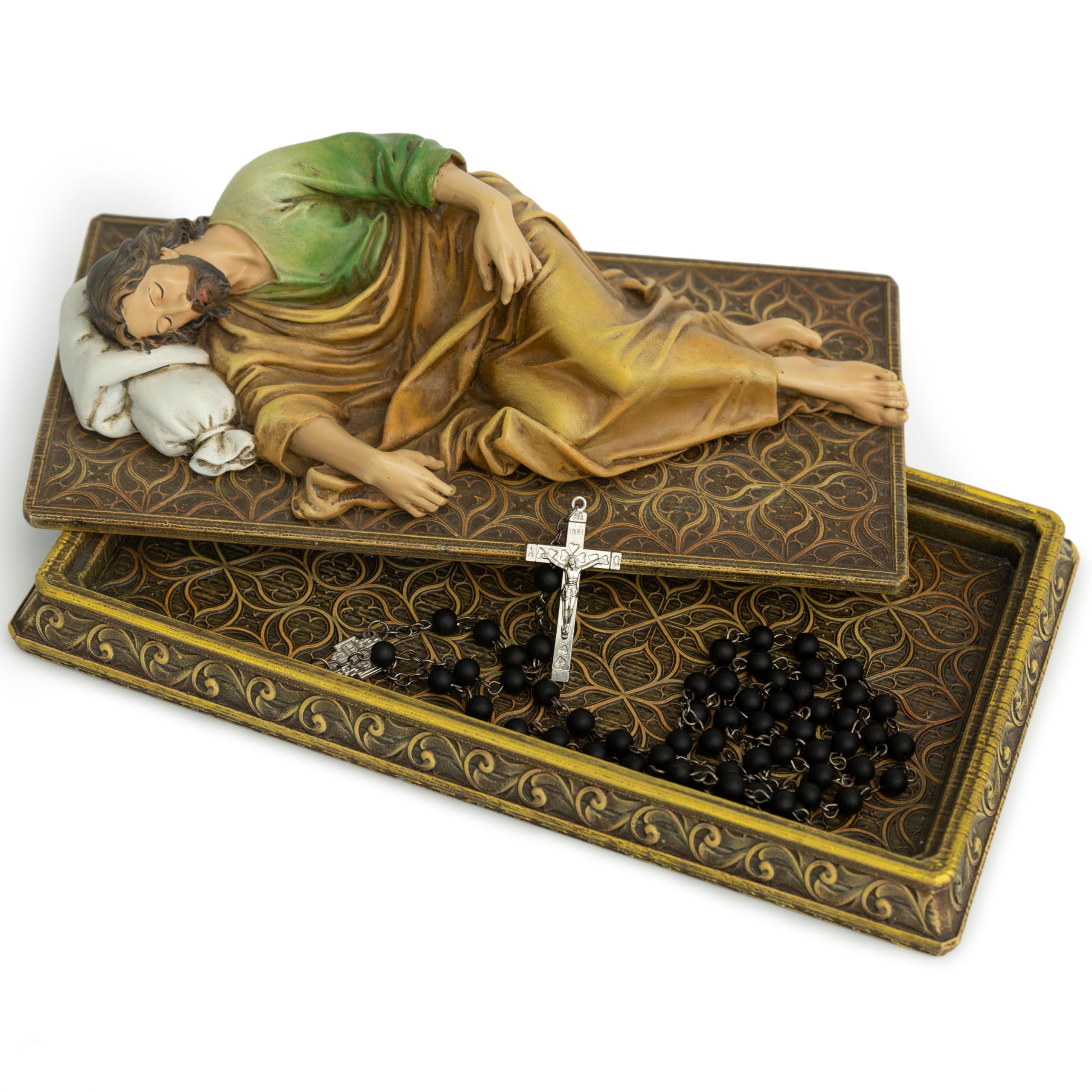 BC BuildClassic Sleeping St. Joseph statue with case base, durable home devotional decor.