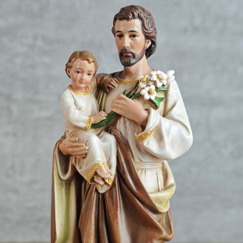 BC BUILDCLASSIC Saint Joseph Infant Jesus back view shows artisan finish