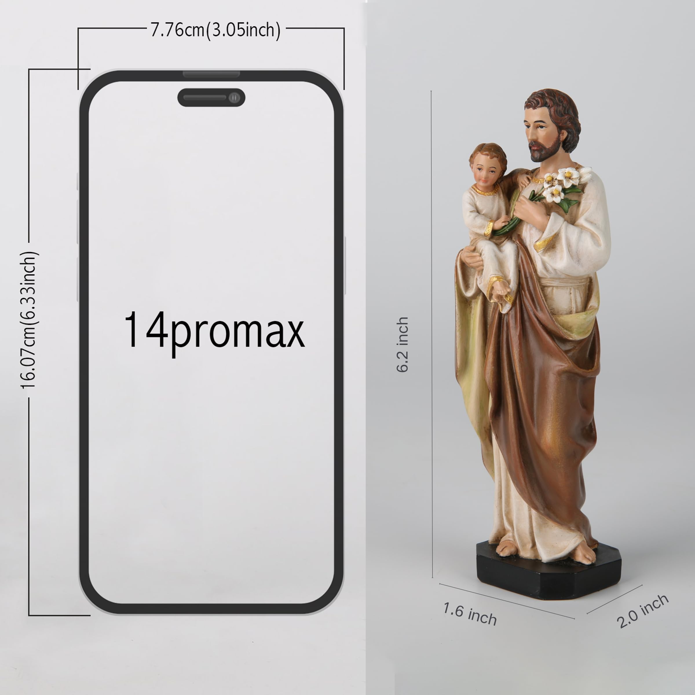 BC BUILDCLASSIC Saint Joseph Infant Jesus hand-painted details enrich sacred display