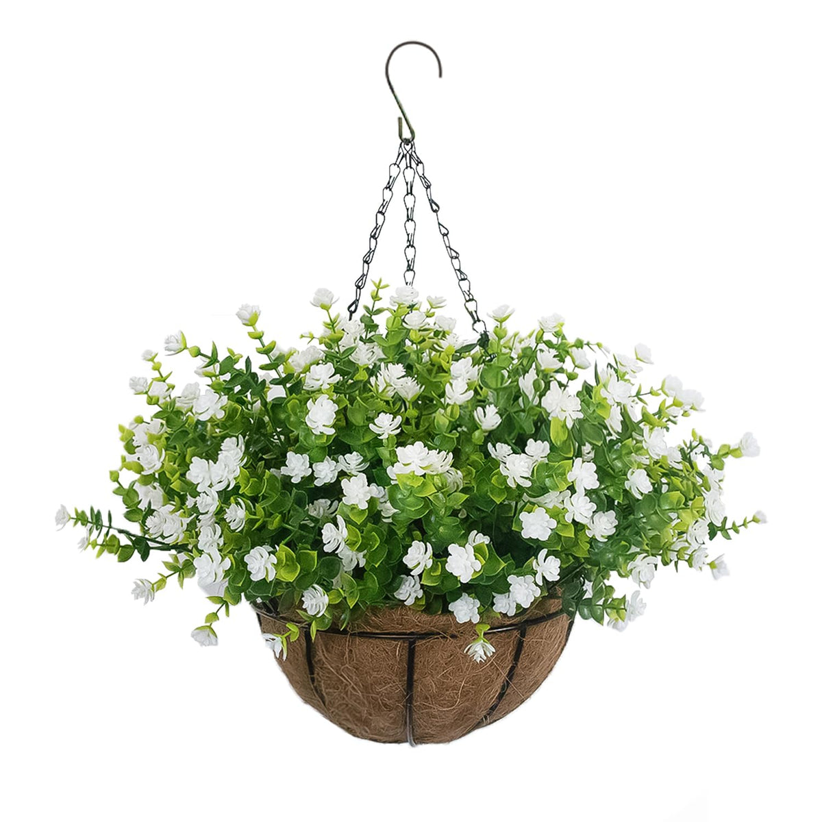 BCBLF artificial hanging basket with 12 flowers for vibrant outdoor décor