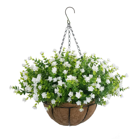 BCBLF artificial hanging basket with 12 flowers for vibrant outdoor décor