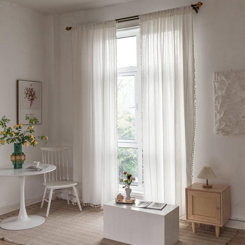 BCLBUSTE embroidered tassel detail adds boho charm to windows.