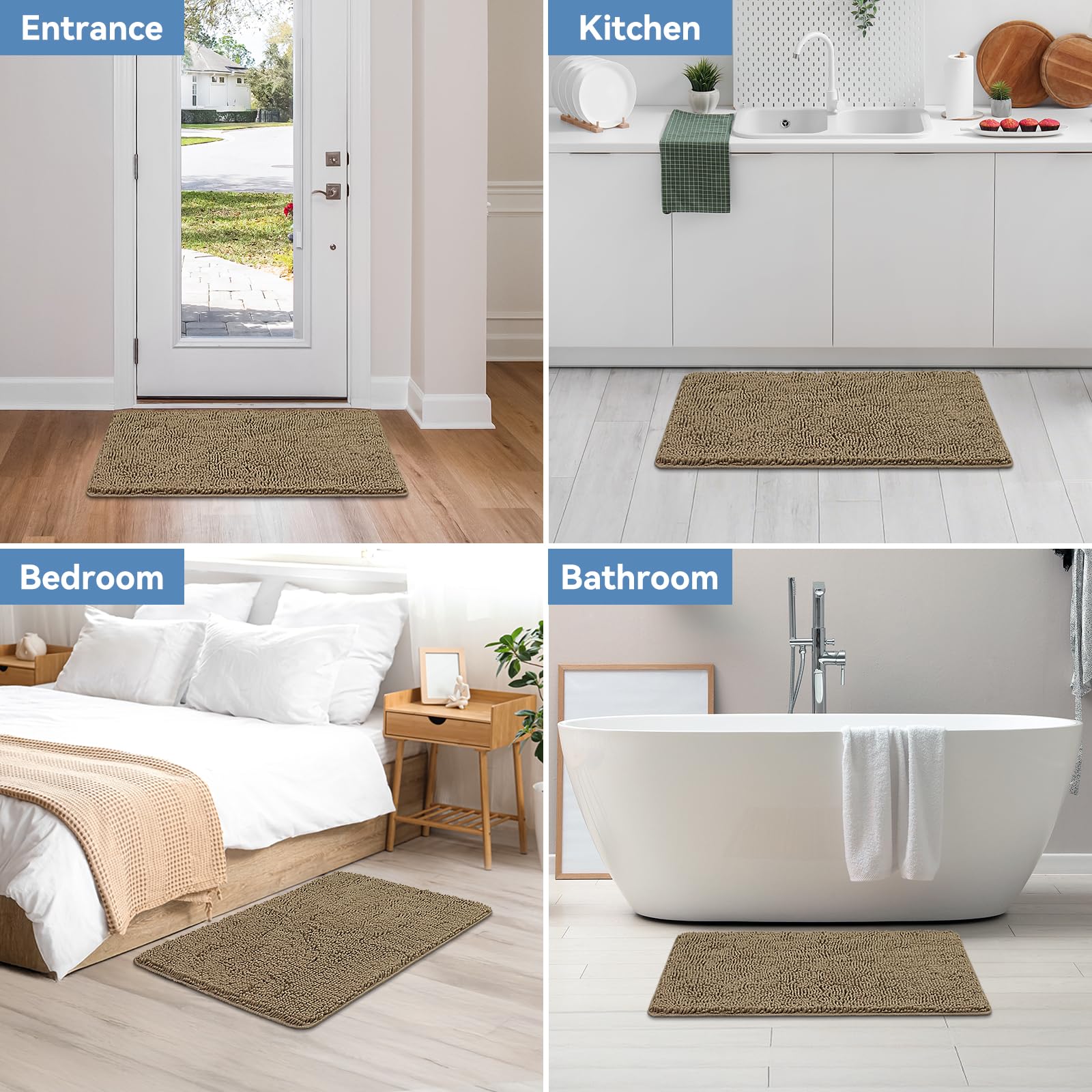 Bcoimo chenille rug adds warmth and comfort near tub or vanity