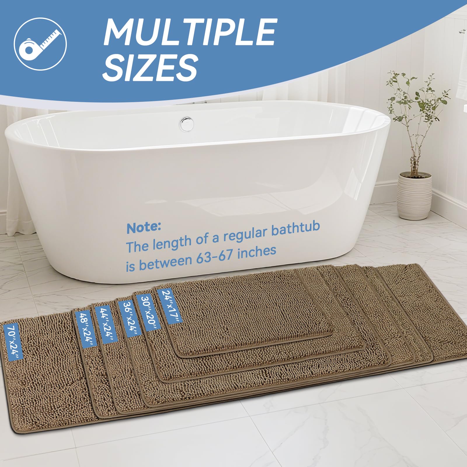 Bcoimo non-slip backing keeps the mat in place on dry bathroom floors