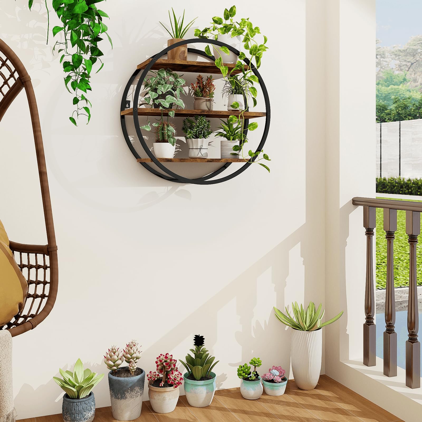 BCOZLUX decorative shelf for small plants and books.