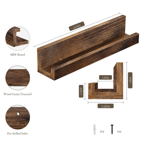 BCOZLUX front lip keeps items secure on wall-mounted shelves