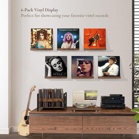 BCOZLUX wooden album shelf showcases records securely with a durable finish