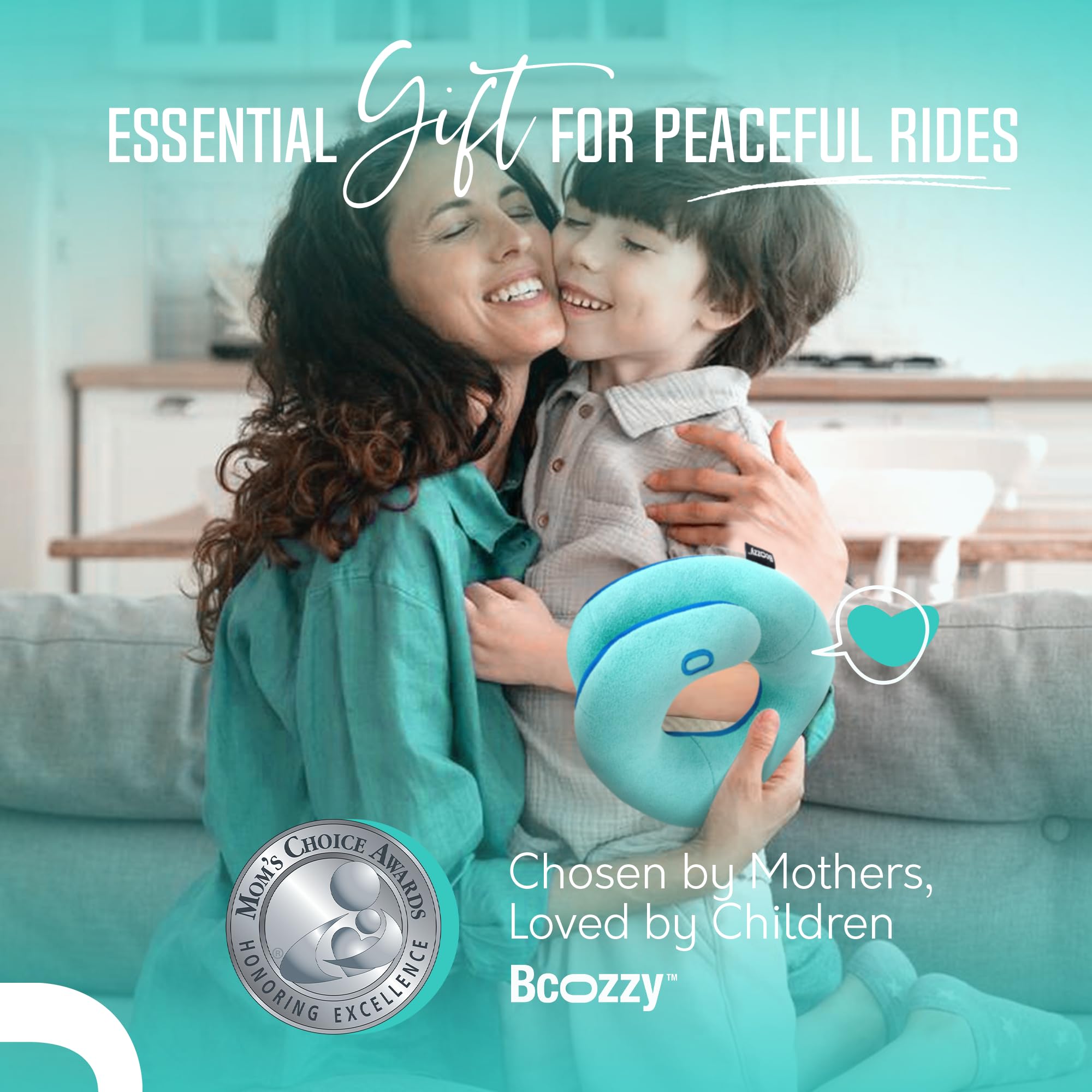 BCOZZY Kids Travel Neck Pillow in airplane setting provides neck support
