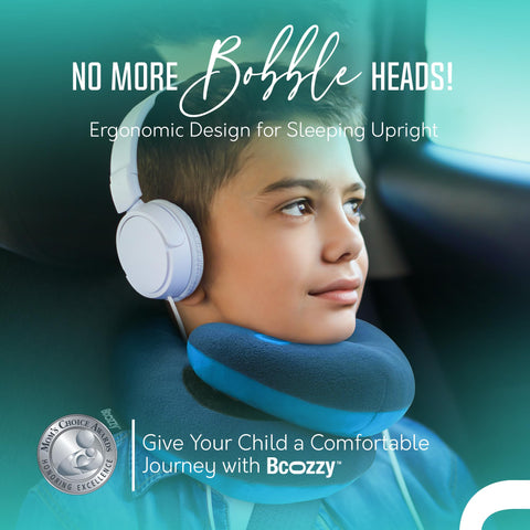 BCOZZY Kids Travel Neck Pillow chin support for restful naps.