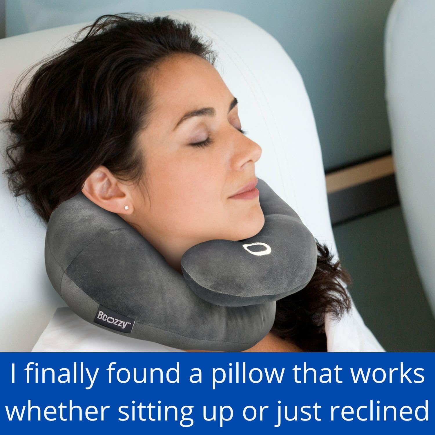 BCOZZY neck brace pillow with carry case clips to luggage