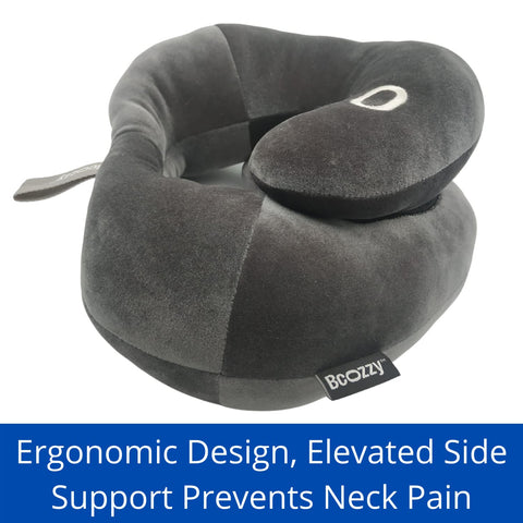 BCOZZY neck brace pillow with compact carry case for easy packing.