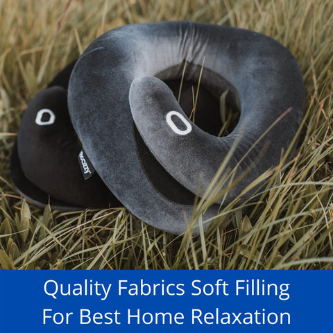 BCOZZY gray travel pillow suitable for planes, trains, and cars