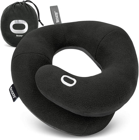 BCOZZY travel neck pillow front view highlighting double support for neck and head.