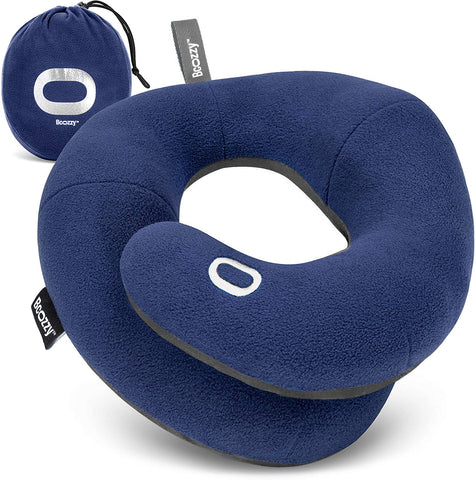 BCOZZY Travel Neck Pillow front view highlights double head and neck support for flights