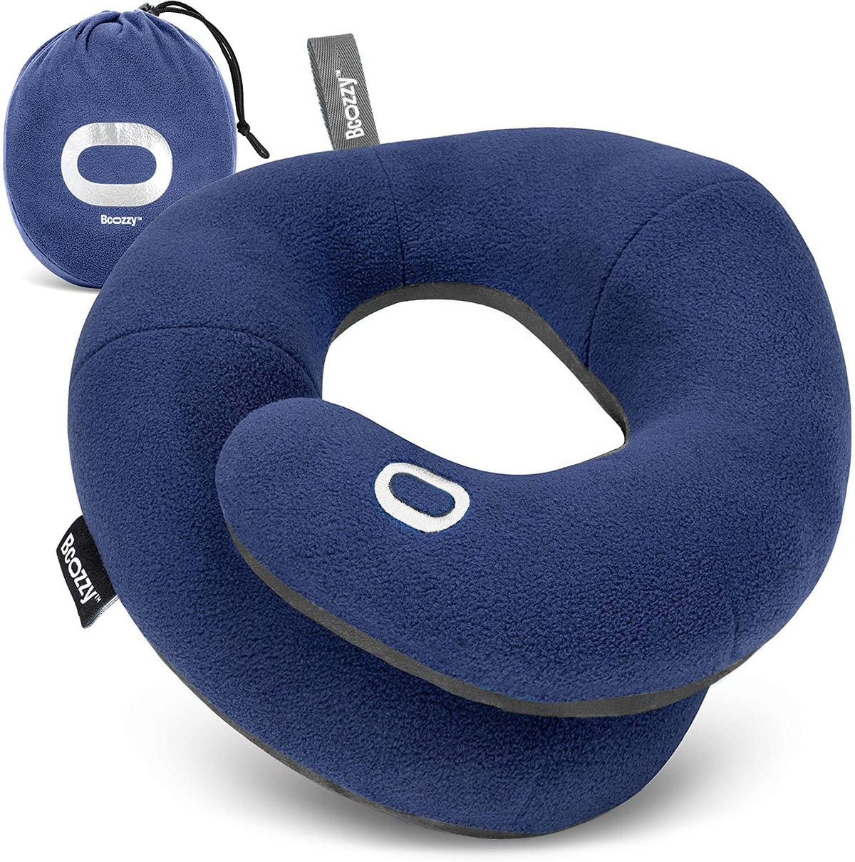 BCOZZY Travel Neck Pillow large navy front view supports the head and neck