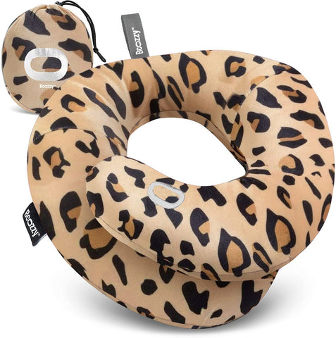 BCOZZY leopard large travel neck pillow on plane for comfort