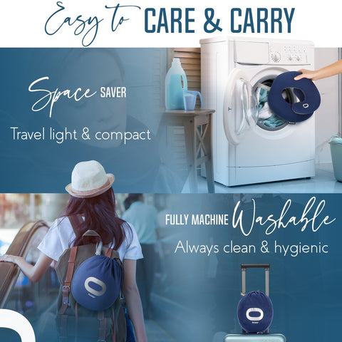 BCOZZY lightweight travel pillow includes snap loop for easy packing