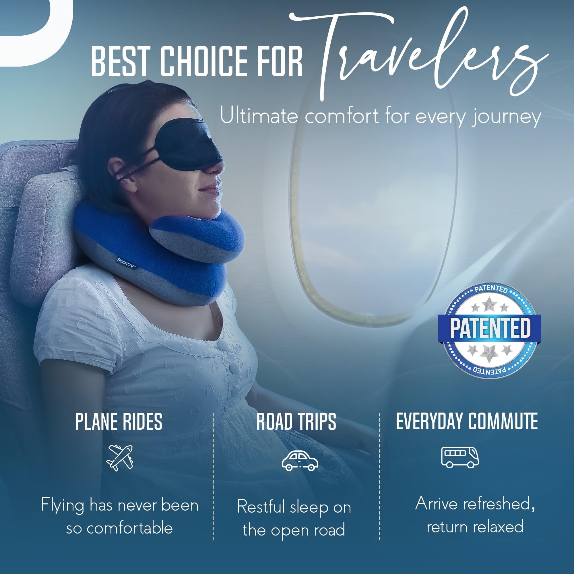 BCOZZY travel neck pillow adjustable size fits up to 16 inches